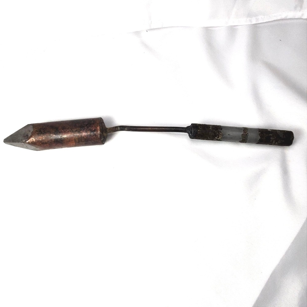 Vintage Copper Soldering Iron Antique Primitive Hand Tool Industrial Decor 14in